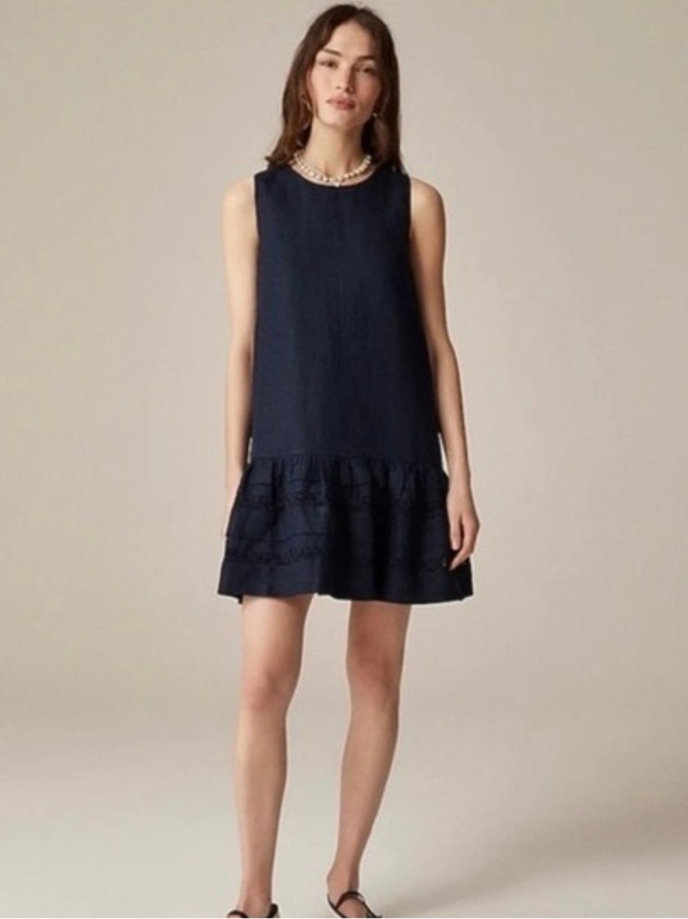 NWOT J. Crew Maxine Navy Blue Ruffle Hem Dress size XS
